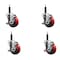 Service Caster 3.5'' Red Poly Swivel 3/4'' Expanding Stem Caster Set with Brake, 4PK SCC-EX20S3514-PPUB-RED-TLB-34-4 - alternate 1